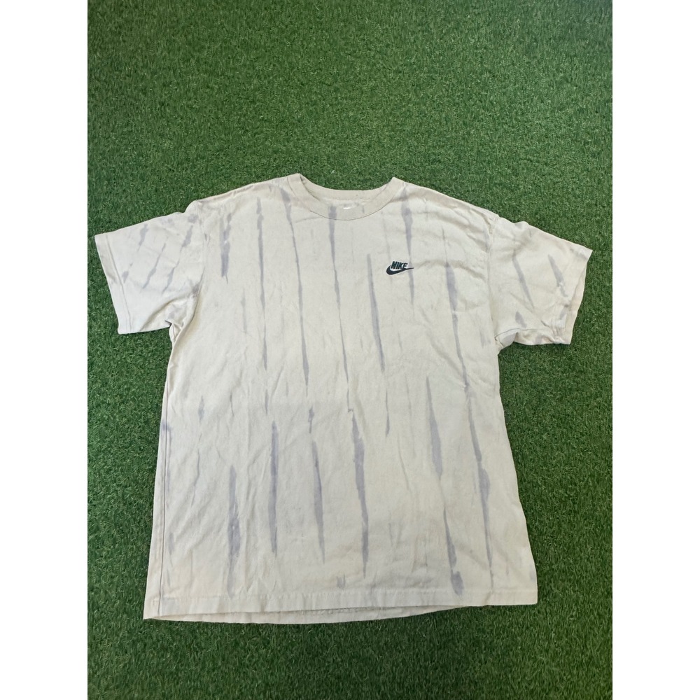 Nike‎ The Nike Tee Mens Large Tan Grey Vertical Tie Dye Loose Fit Cotton T-Shirt